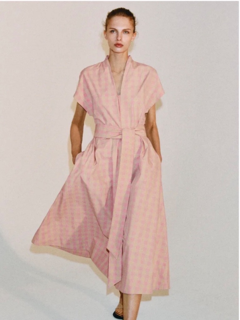 Zara pink check poplin dress ZW collection NWT - Picture 6 of 7